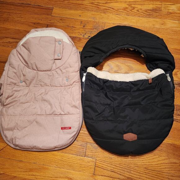 Lot Of 2 Infant Car Seat Covers - Pink & Black By SkipHop & JJ Cole Winter Baby - Picture 10 of 10